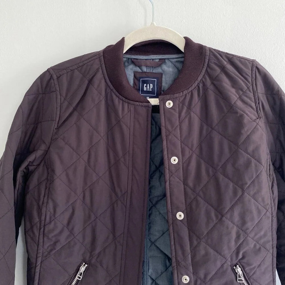 GAP Eggplant Purple Quilted Lightweight Bomber Jacket Size  XS - Picture 3 of 9
